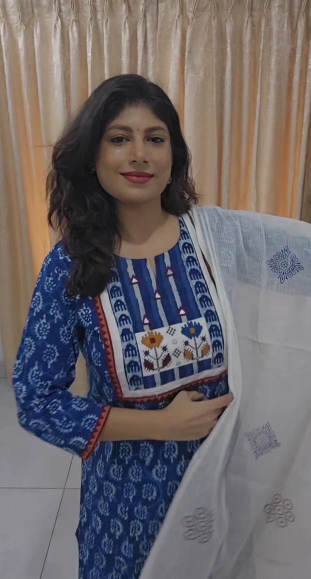 Indigo Blue Cotton Salwar Kameez Set - Image 8