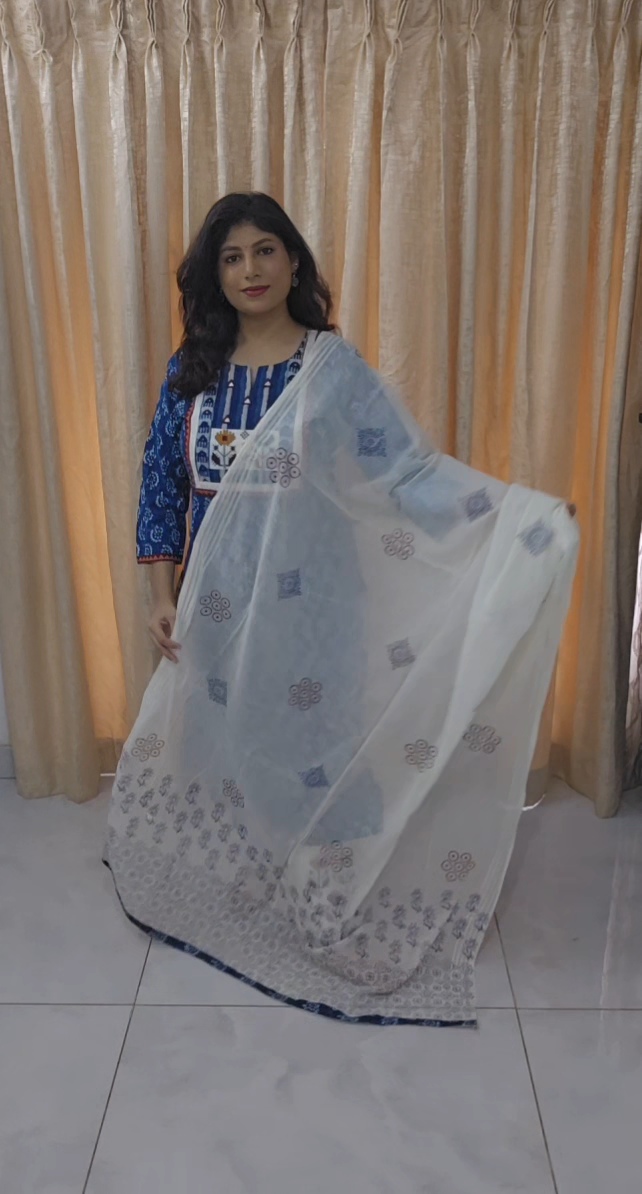 Indigo Blue Cotton Salwar Kameez Set