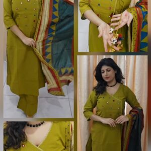 Pure Cotton Suit Set with Patchwork Yoke