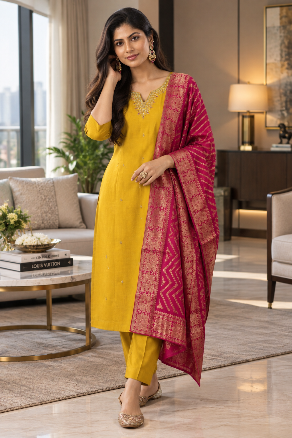 Roman Silk Embroidered Suit Set - Image 3