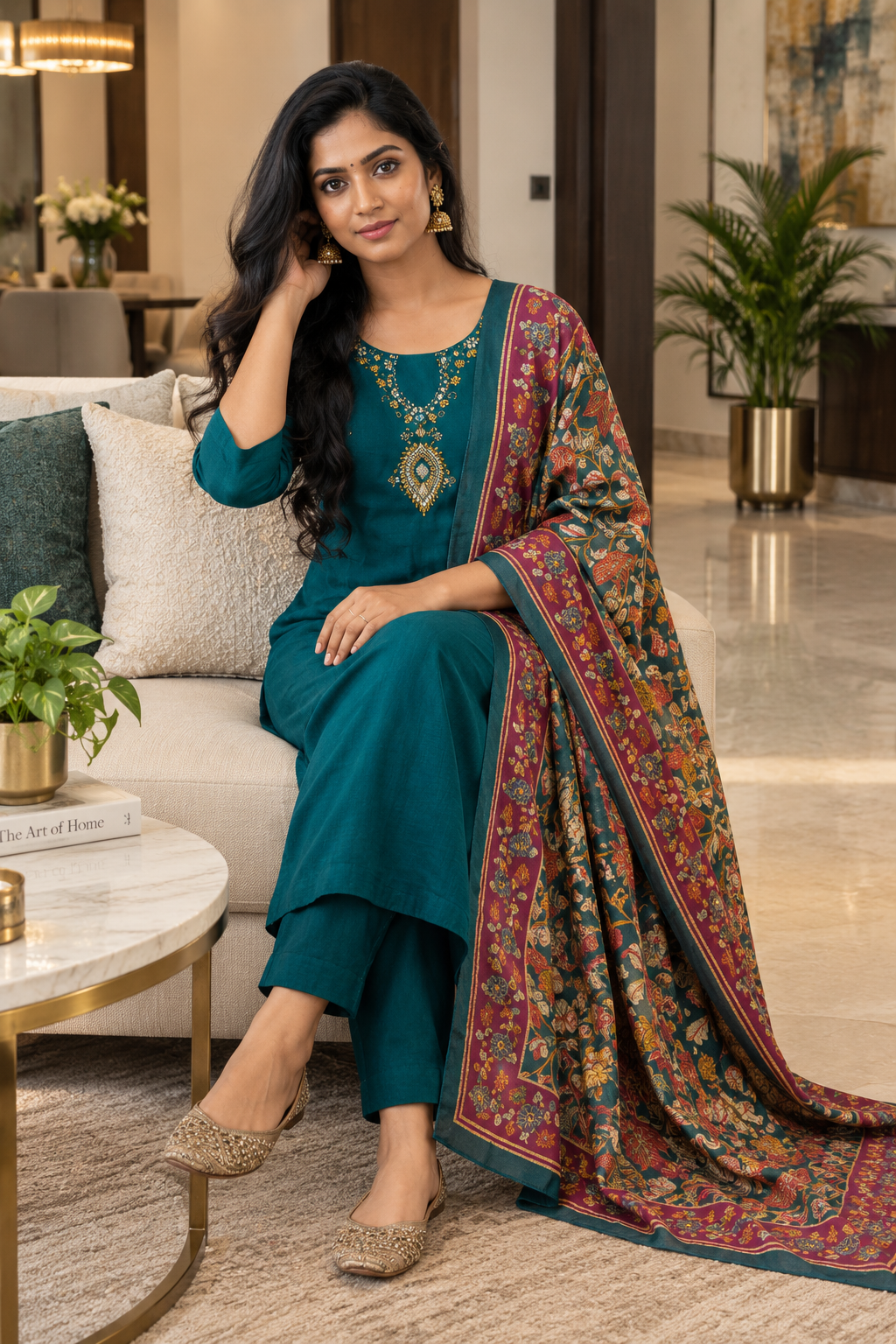 Roman Silk Embroidered Suit Set - Image 2