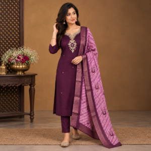 Roman Silk Embroidered Suit Set