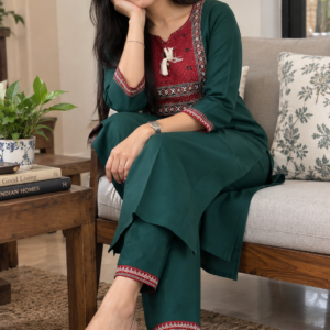 Pure Jaipur Cotton co ord Set with embroidery