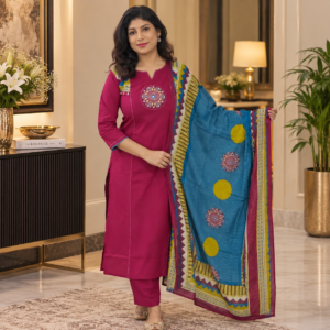 Elegant majenta pink Cotton Salwar Suit Set