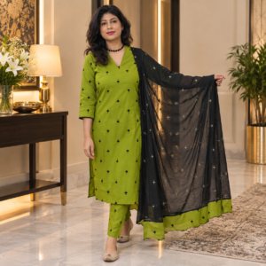 Soft Cotton Embroidered Salwar Suit Set with lining