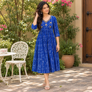 Elegant Semi-Silk Handworked Kurta