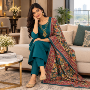 Roman Silk Embroidered Suit Set