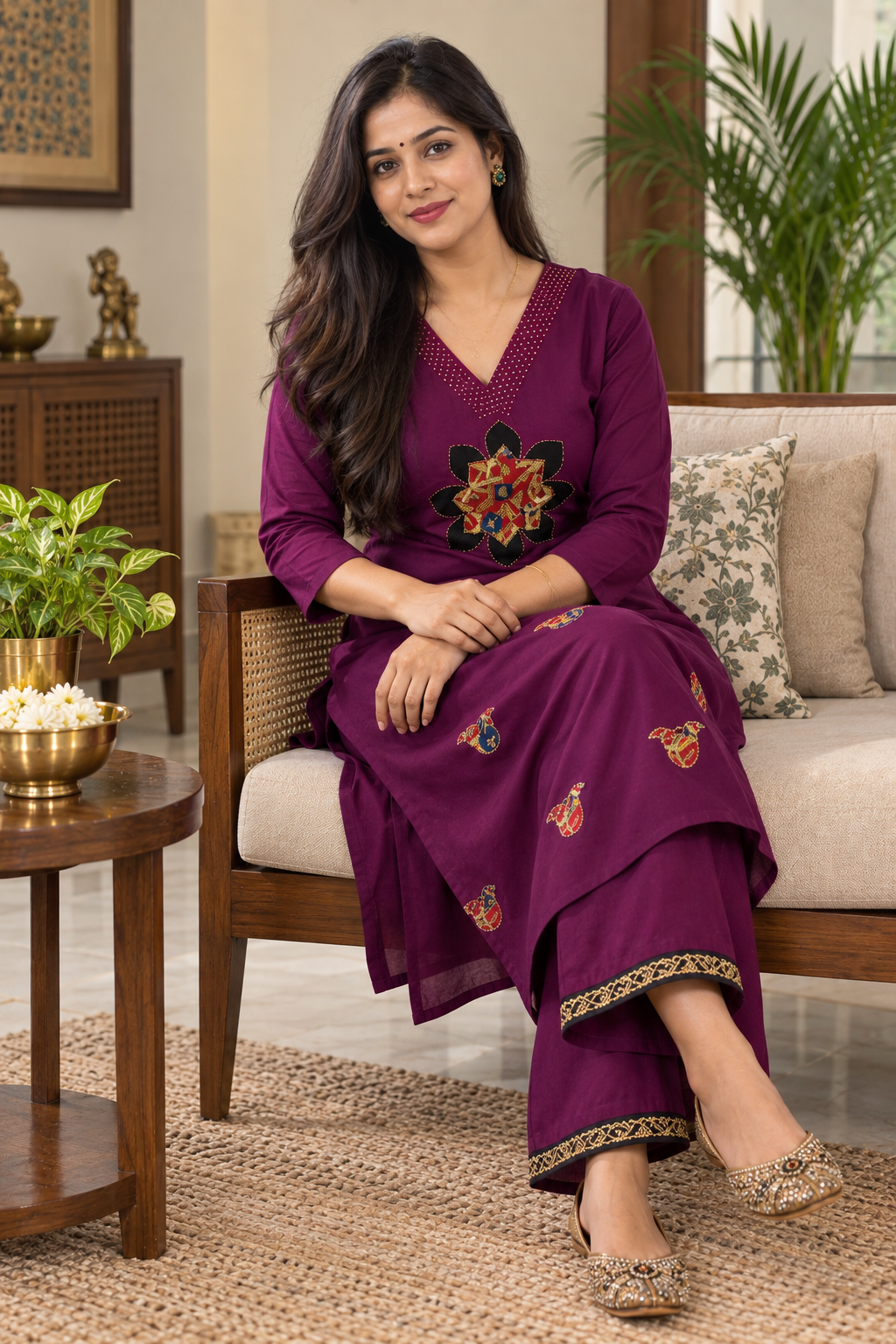 Pure Jaipur Cotton co ord Set with embroidery - Image 2