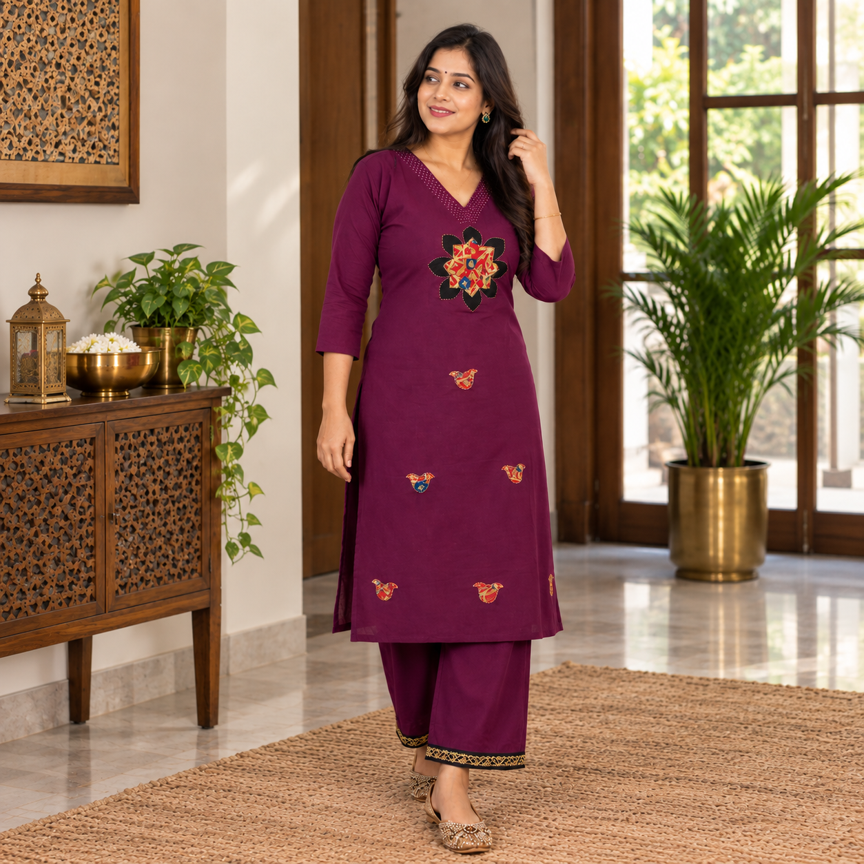 Pure Jaipur Cotton co ord Set with embroidery