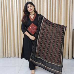 Cotton Salwar Suit Set with Ajrakh-Inspired Dupatta