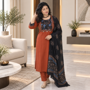 Pure Cotton Suit Set with Patchwork Yoke