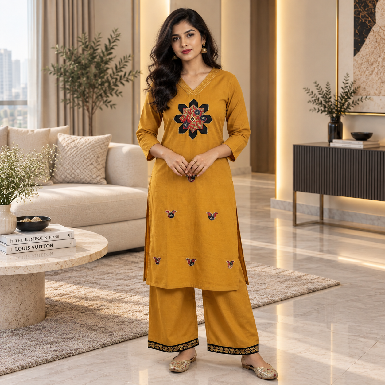 Pure Dhabu Cotton co ord Set with embroidery - Image 2