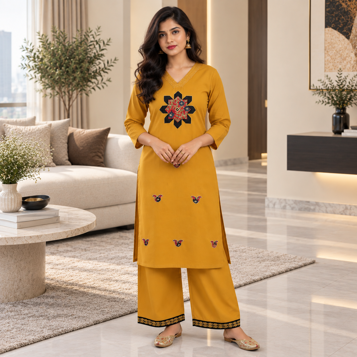 Pure Dhabu Cotton co ord Set with embroidery