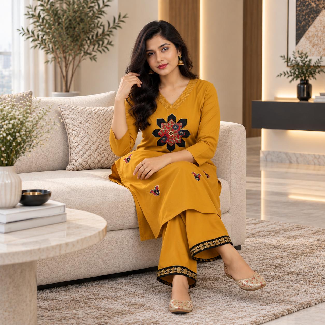 Pure Dhabu Cotton co ord Set with embroidery - Image 3