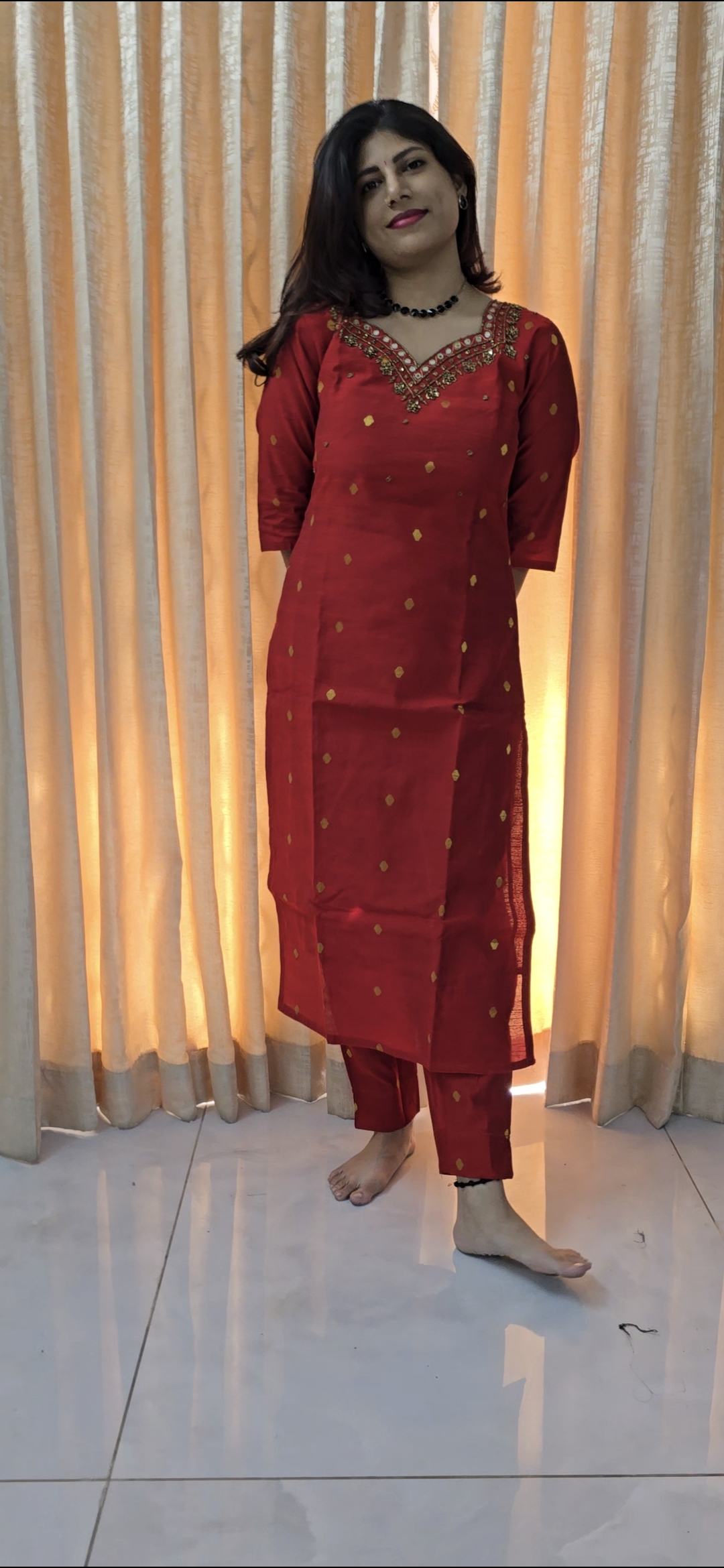 Raw Silk Hand Embroidered Salwar Set - Image 3