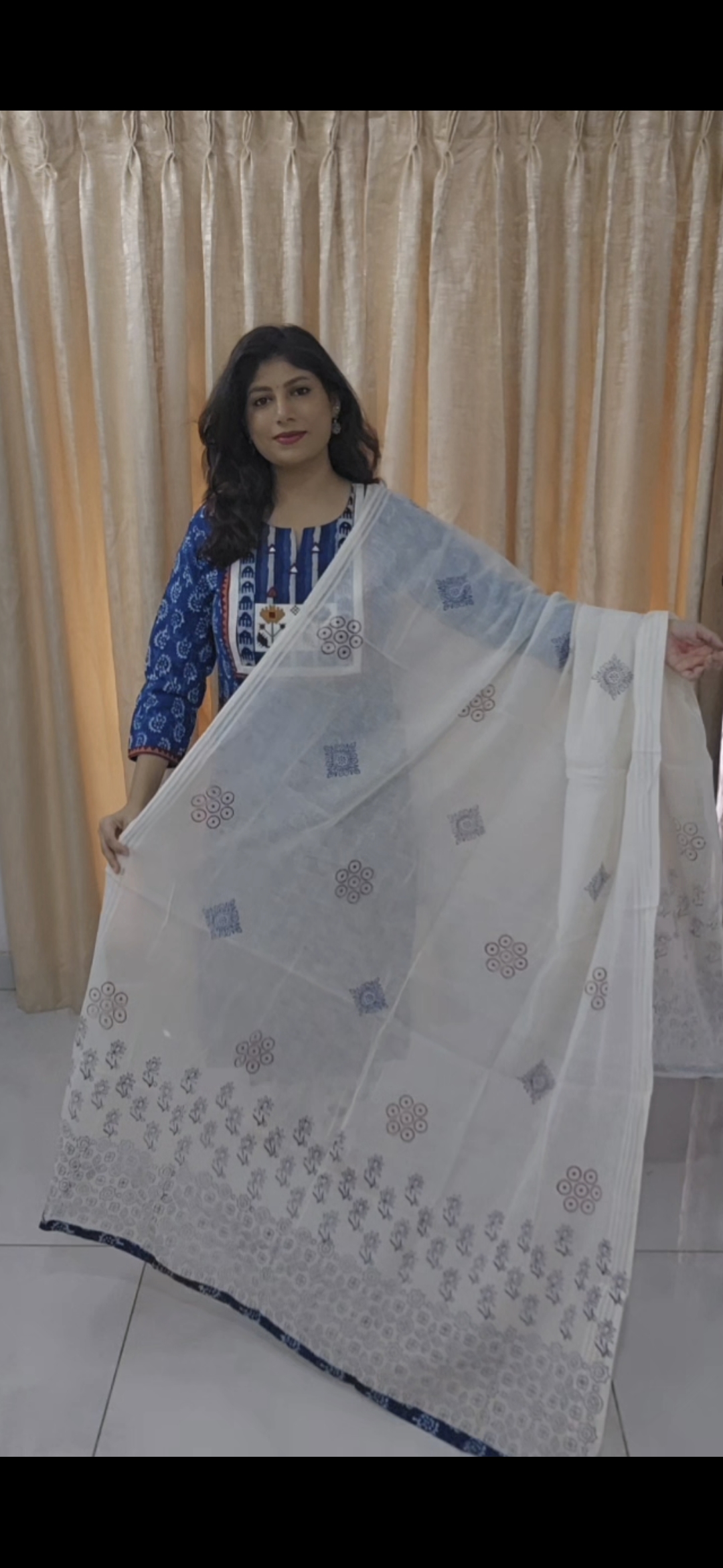 Indigo Blue Cotton Salwar Kameez Set - Image 2