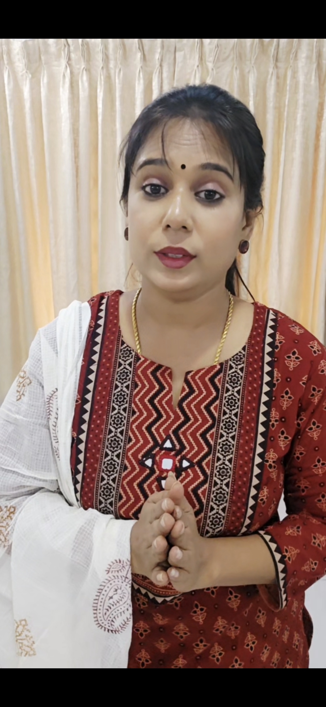 Maroon Cotton Suit Set with Mirror Work - Image 3