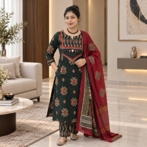 Green Cotton Salwar Suit Set