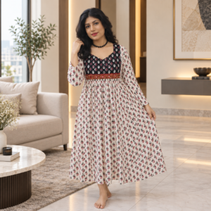 Elegant Cotton Printed Anarkali Kurti