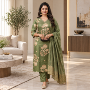 Roman Silk Embroidered Suit Set