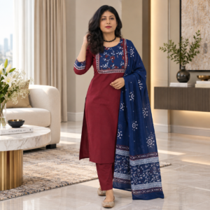 Pure Cotton Suit Set with Patchwork Yoke