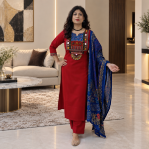 Soft Cotton Embroidered Suit Set with Printed Dupatta